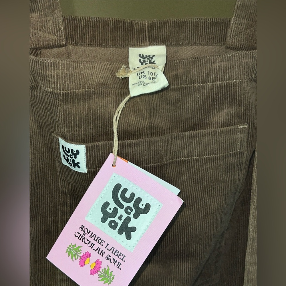 Lucy & Yak Original Dungarees Corduroy Overalls in Cocoa Brown US 6 NWT - Picture 5 of 5